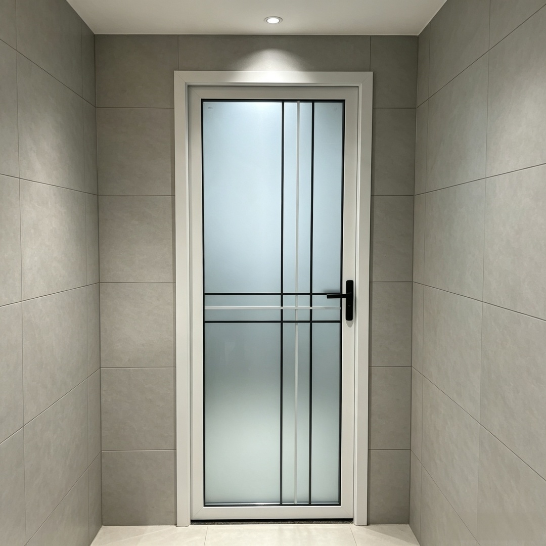 Factory Aluminum Alloy Frosted Glass Swing Door Moisture Proof Interior Bathroom Door For Home