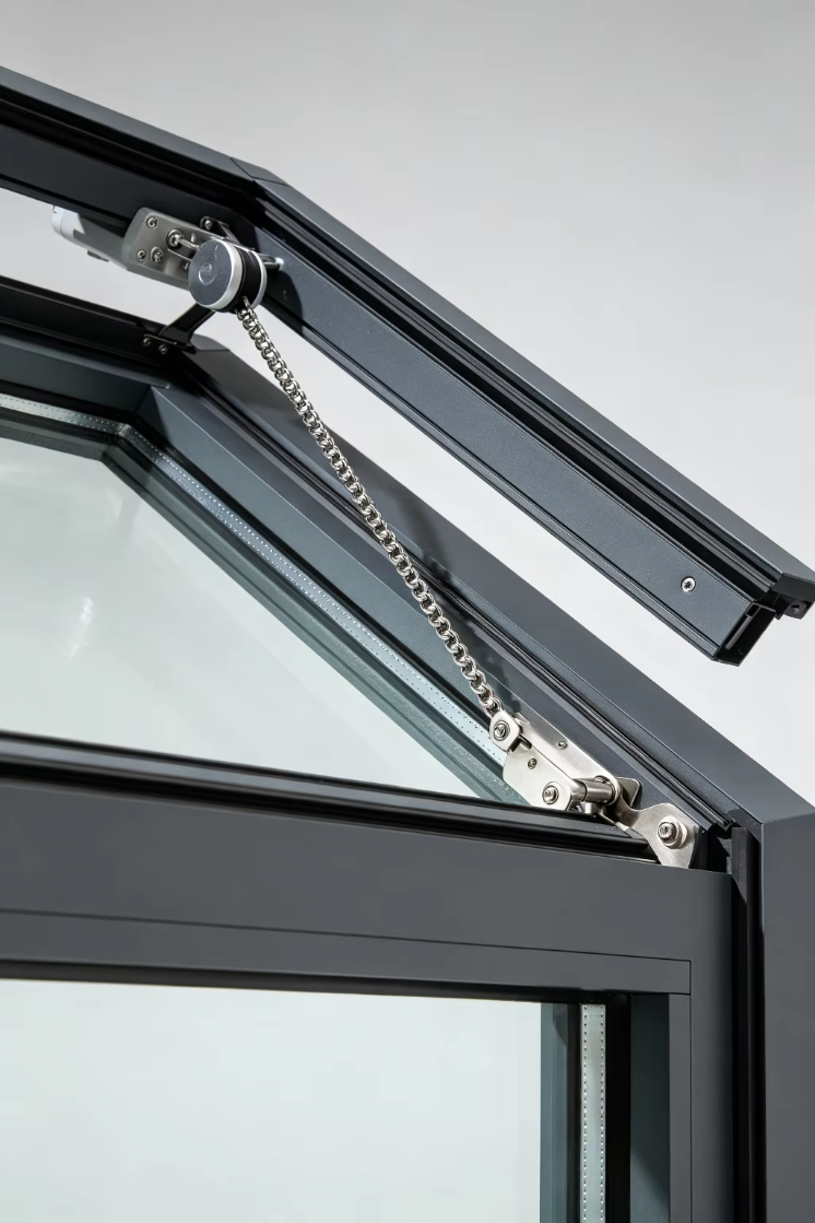 Automatic Vertical Opening Thermal Break Aluminum Alloy Sloped Roof Waterproof Laminated Glass Louver Roof Window Graphic Design