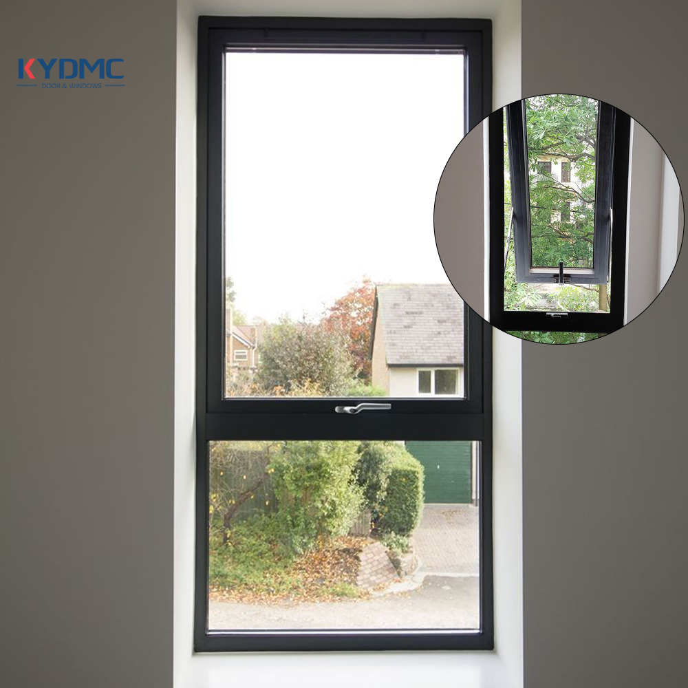 Custom NFRC American Contractor Double Glazed Aluminium Alloy Glass Windows Houses Waterproof Black Frame Awning Window