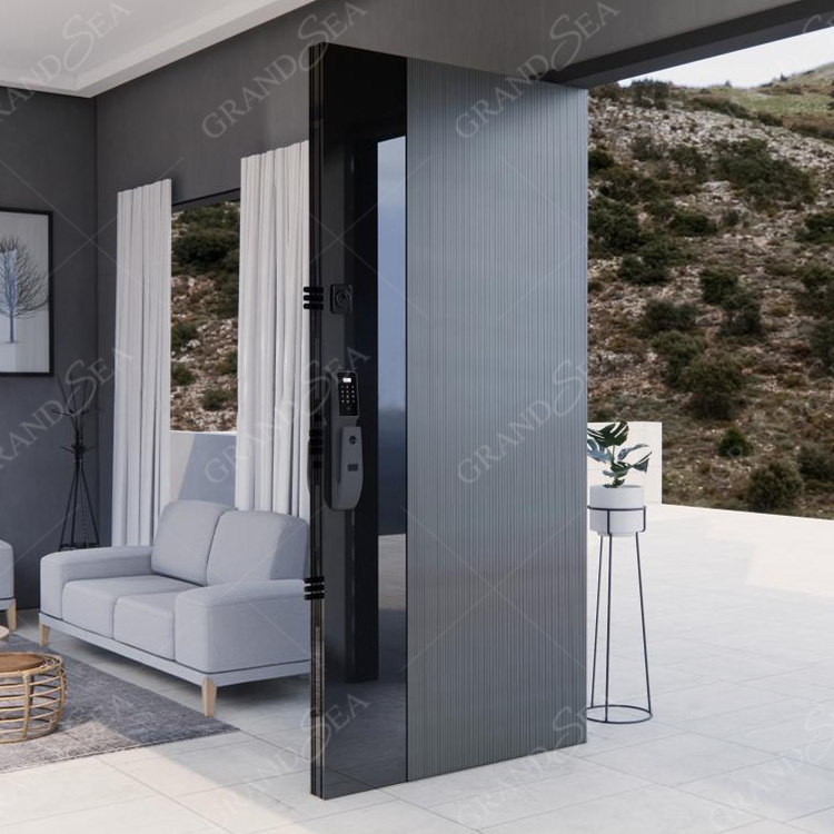 Grandsea Modern Entrance Armored Aluminum Pivot Door Exterior Large Security Front Double Entry Doors For Houses