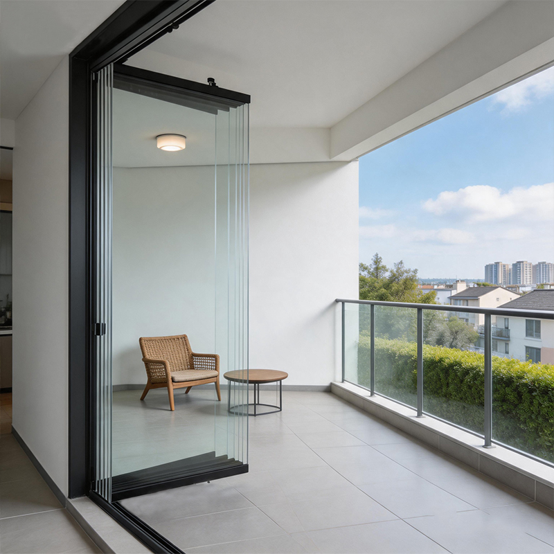 Balcony Sliding Partition Door External Patio Large 10mm Frameless Glass Folding Door Residential Stack Glass Bifold Door Window