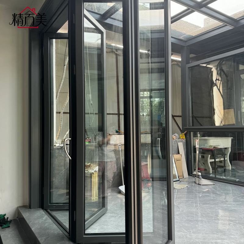 Narrow Custom Frame Aluminum Folding Door Weather Stripping Flexible Ventilation Slim Sash for Sunroom Patio Balcony Partition