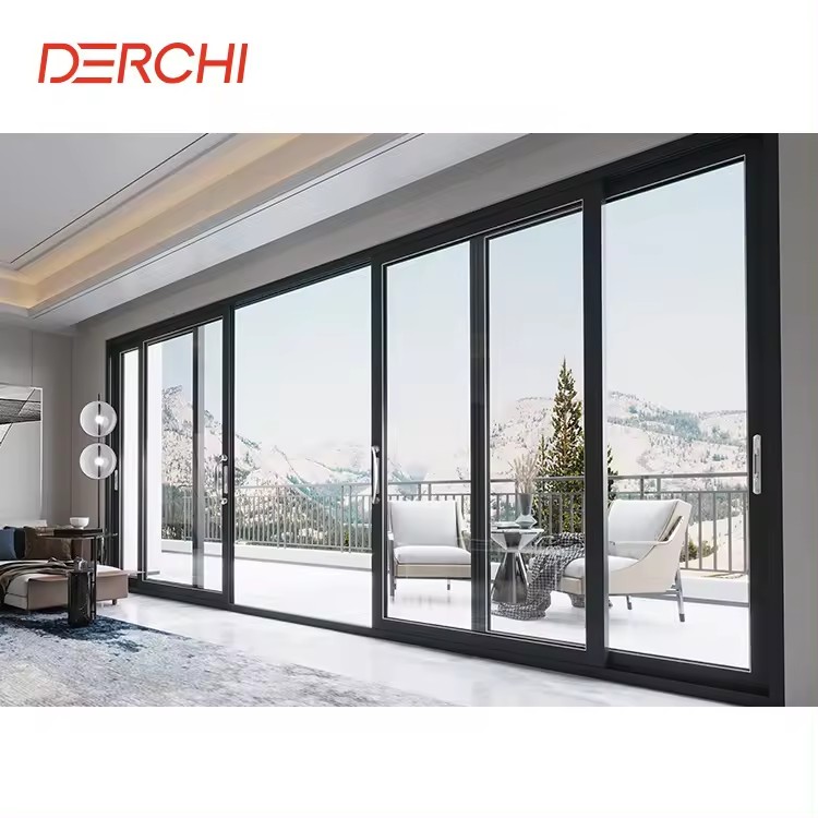 DERCHI Aluminium Residential House Commercial Heavy Duty Thermal Break Automatic Sliding Door Aluminum Patio Glass Door
