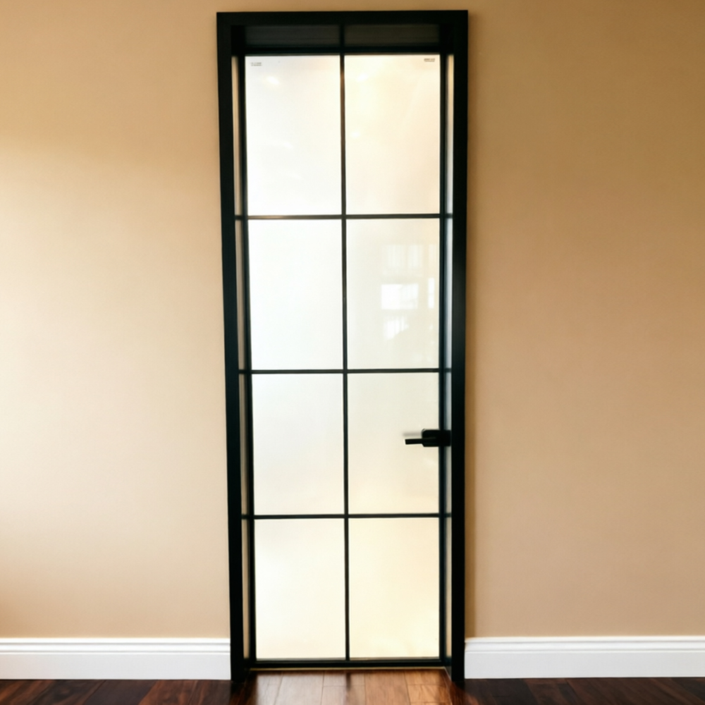 Durable Slim Frame Aluminum Glass Swing Door Soundproof Minimalist Interior Bathroom Door for Apartment Luxury Home Decoration