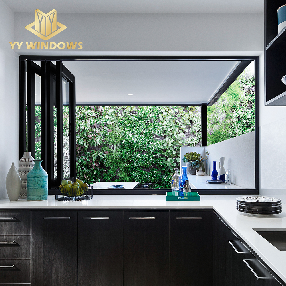 High Quality Bi Folding Sliding Double Glazed Modern House Using Aluminum Windows