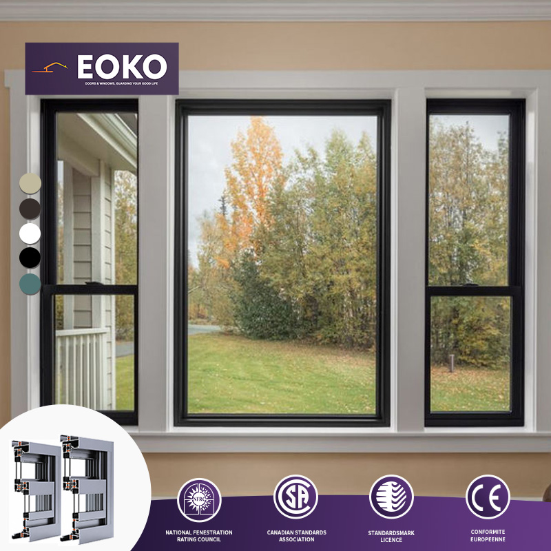 EOKO Hurricane Impact NFRC Certified Custom Size Vertical Sliding Single Hung Aluminum Window Factory Direct