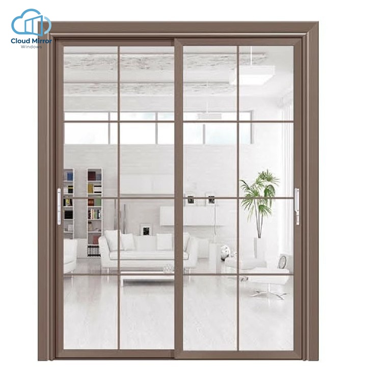 Three-Panel Ultra Slim Aluminium Interior Folding Doors Tinted Grey Tempered Glass Modern Water Resistant Apartment Large