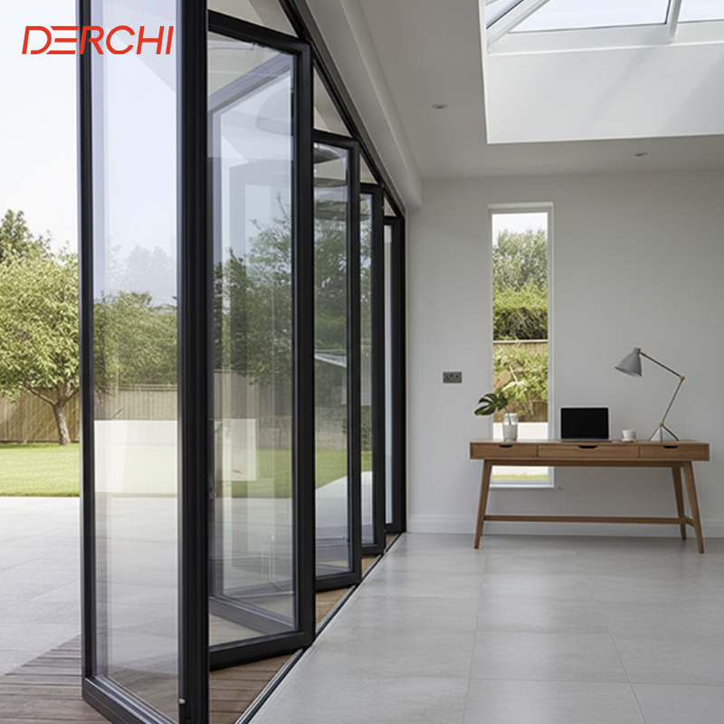 Aluminum Tempered Glass Bifold Doors Folding Sliding Door System