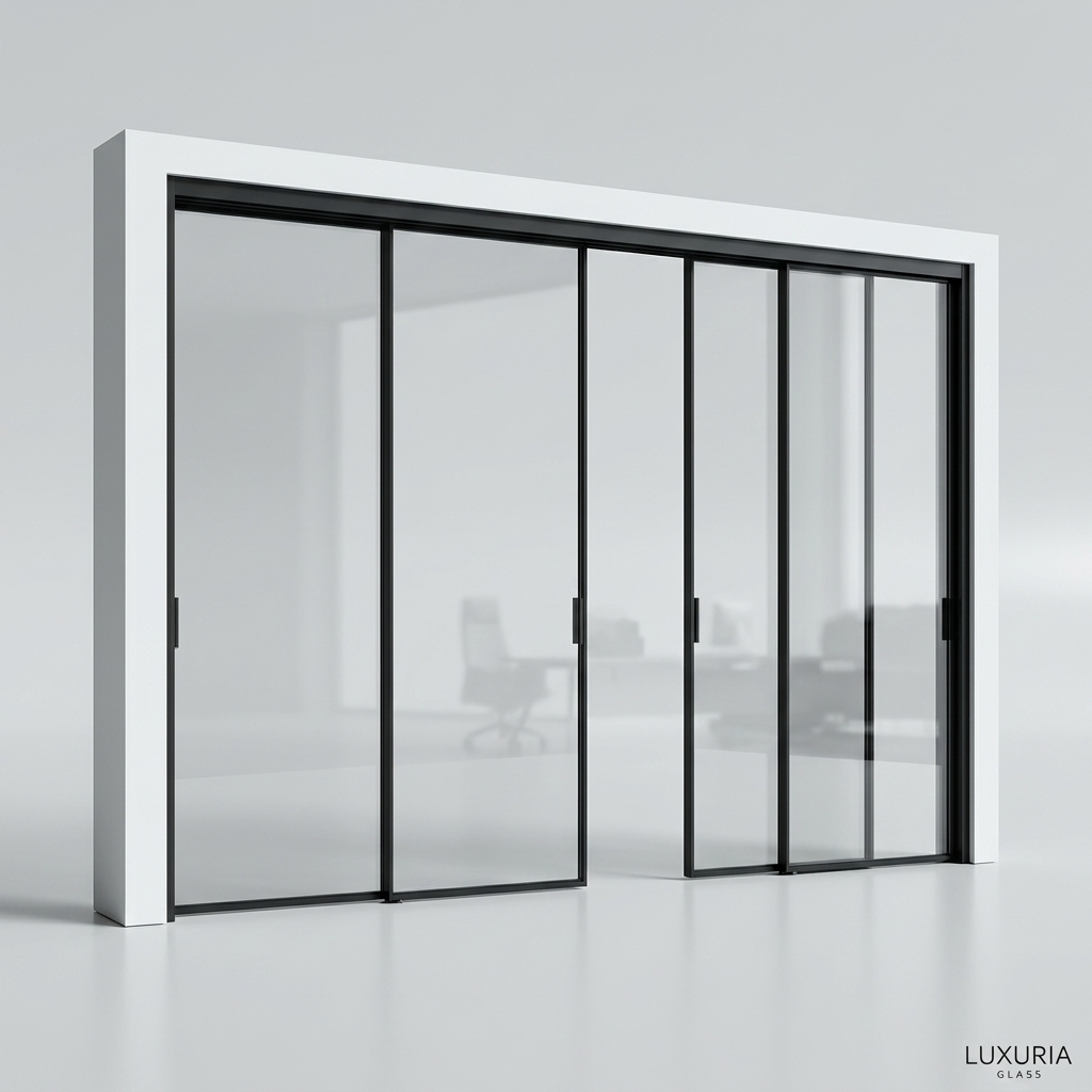 Direct Factory Slimline Aluminum Glass Door and Laundry Room Partition with Soft-close System