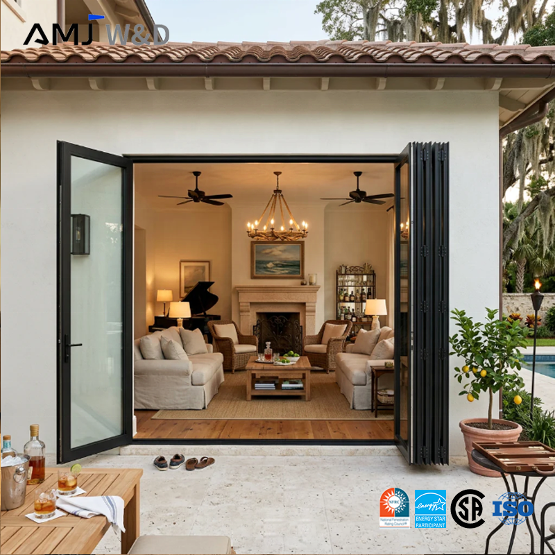 Foldable Sliding Door Aluminum Sliding Door Foldable Nfrc Csa Certified Slim Frame Glass Bi Fold Door for House