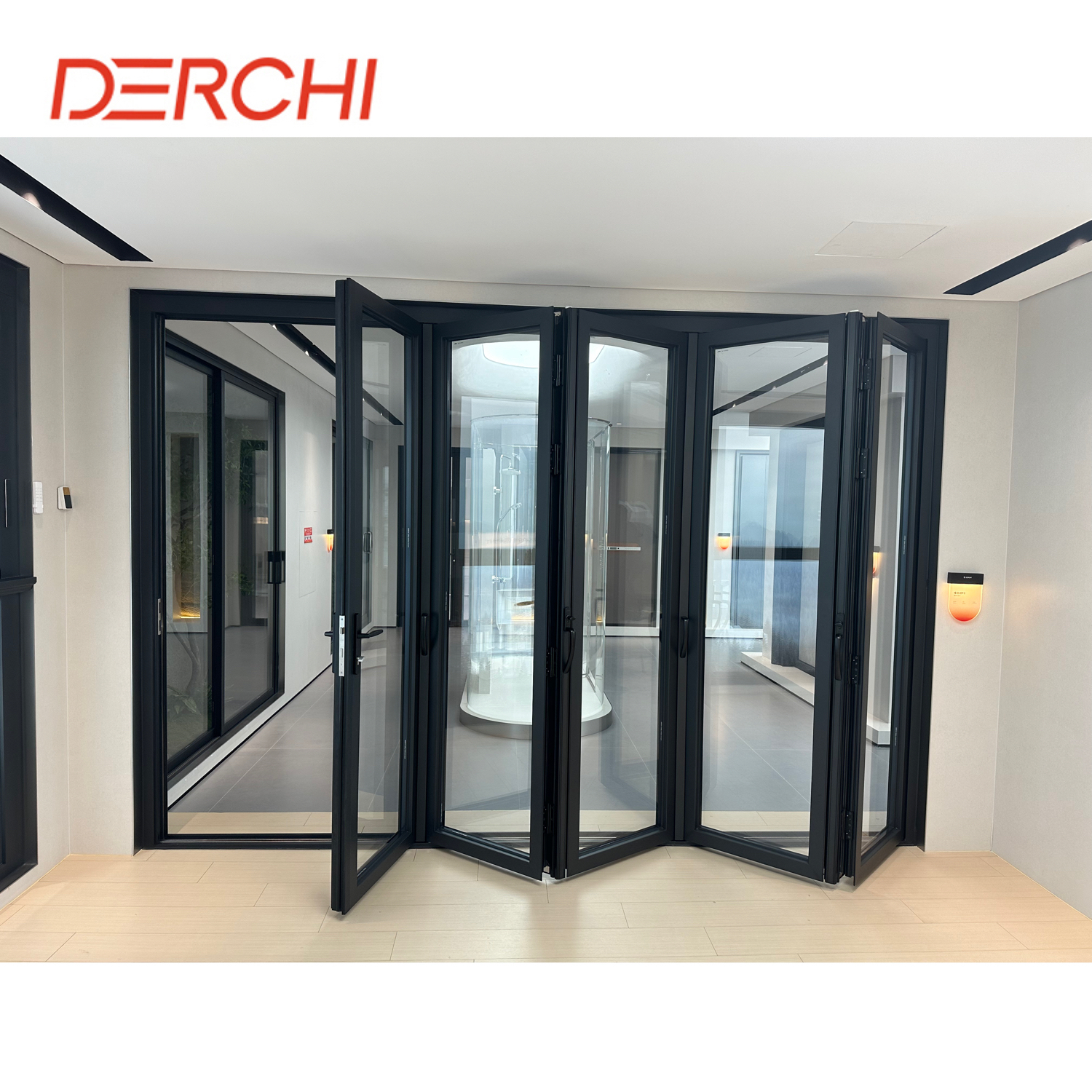 12 Feet Air Tightness Aluminum Tempered Glass Patio Accordion Folding Doors
