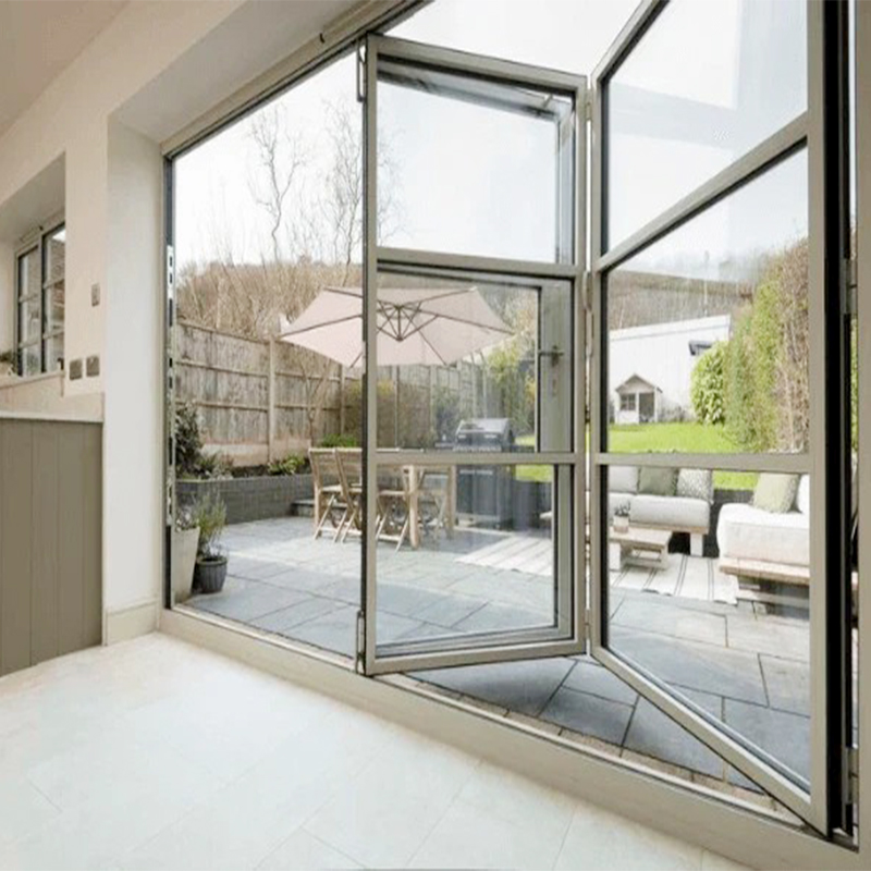Aluminium Modern Hurricane Proof Glass Foldable Bifold Folding Patio Doors for Outdoor Use