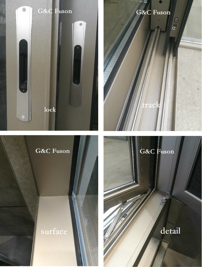 Fuson Tempered Glass Vertical Sliding Thermal-Break Aluminum Black Windows Single or Double Hung Window With Grill Design
