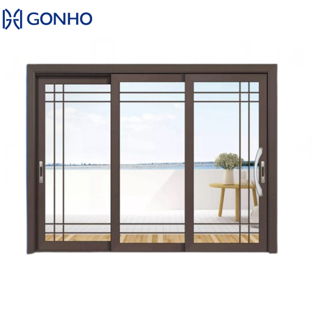 Aluminum Sliding Mesh Door Patio Sliding Aluminum Storefront Door Exterior Aluminum Frame Double Glass Slide Door