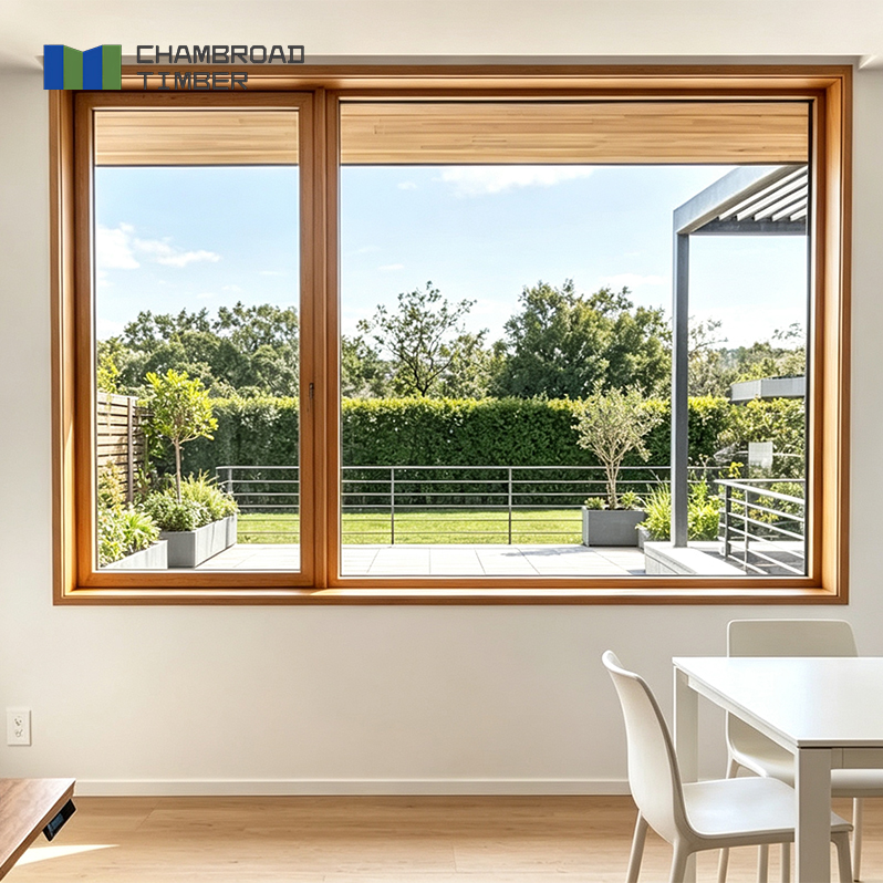 Wood Windows Aluminum Clad French Style Triple Glazed Tempered Glass German Hardware Safe and Durable for Bedroom