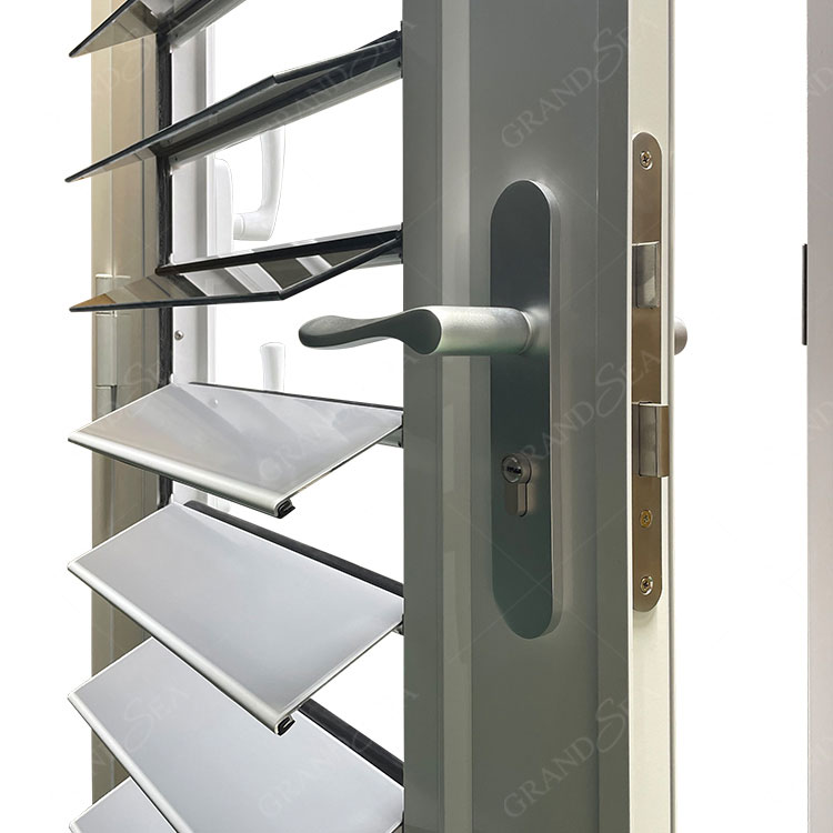Caribbean Hurricane Proof Aluminum Framed Ventilation Adjustable Glass Louvered Jalouise Front Entry Door for Sale