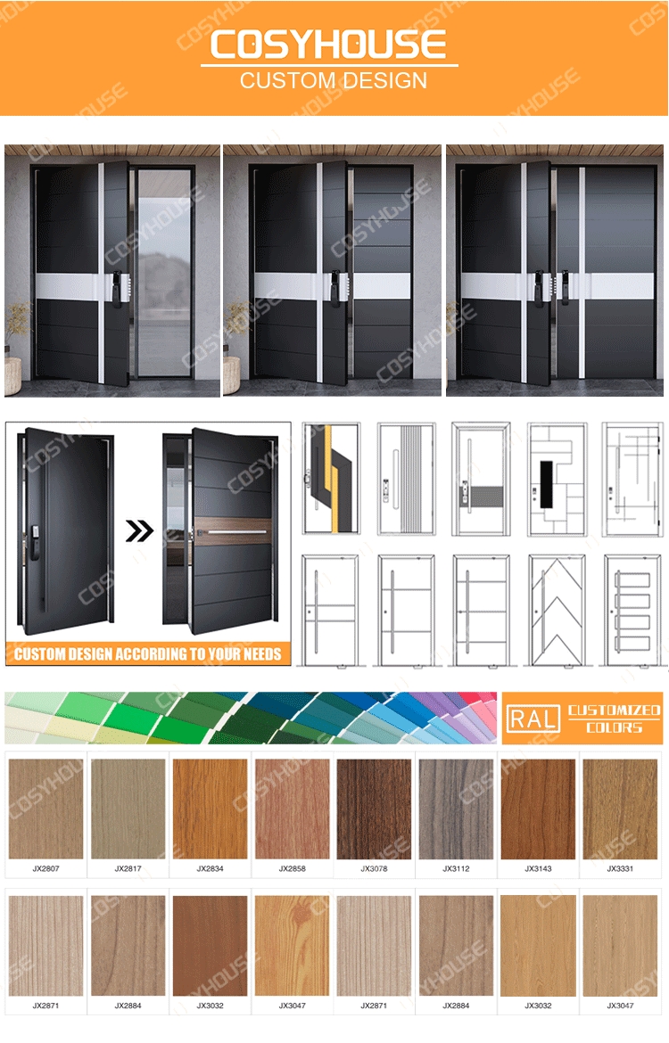 Steel Security Door Exterior Front Entry Door for House Villa Apartment with Custom Lock System