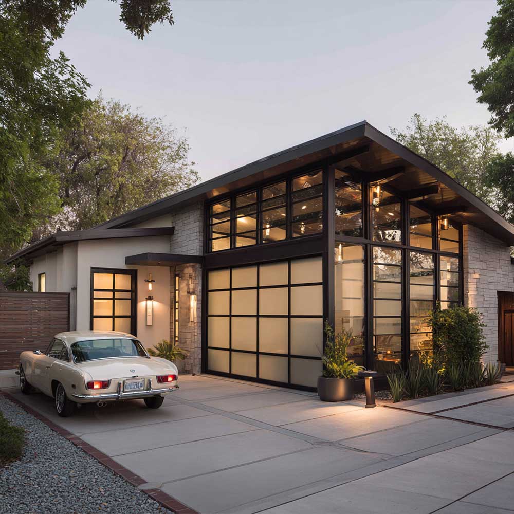 XIYATECH Double Pane Glass Aluminum Garage Door Thermal Break Frame Energy Efficient Sectional Overhead House Doors