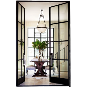 Energy Efficient Aluminum Alloy Decorative French Door Interior Or Exterior Tempered Glass French Door