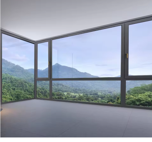 Modern Aluminum Alloy Swing Bay Window with Tempered Glass | Stainless Steel Trim Bedroom Kitchen &amp; Bathroom Ventilation