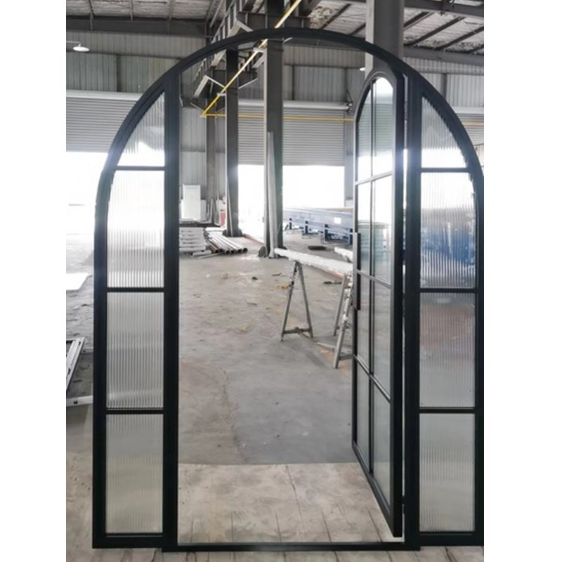 Aluminum Frosted Glass Waterproof Smart Interior Thermal Break Front Double Glass Casement Commercial Doors
