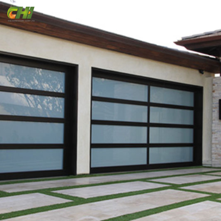 10x10 Full View Aluminum Sectional Glass Garage Door with Double Panels Custom Size for Wholesale