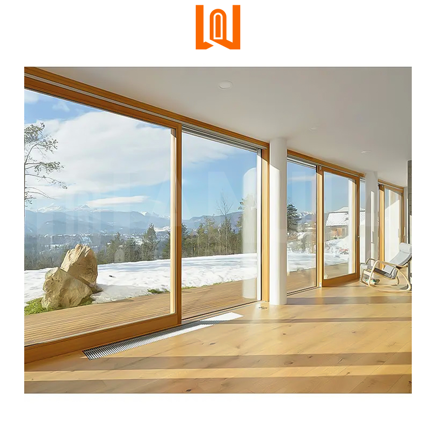 Residential House Aluminum Clad Wood Interior Sliding Door Commercial Automatic Sliding Door