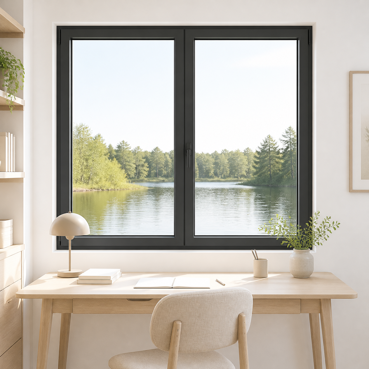 Metal Dark Grey Glass Single Hung Windows Double Pane With Screen for Sunroom and Residential House