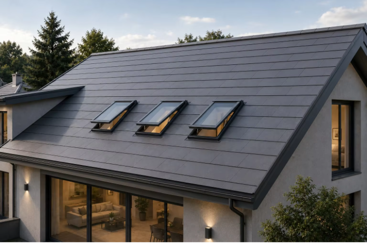 Automatic Vertical Opening Thermal Break Aluminum Alloy Sloped Roof Waterproof Laminated Glass Louver Roof Window Graphic Design