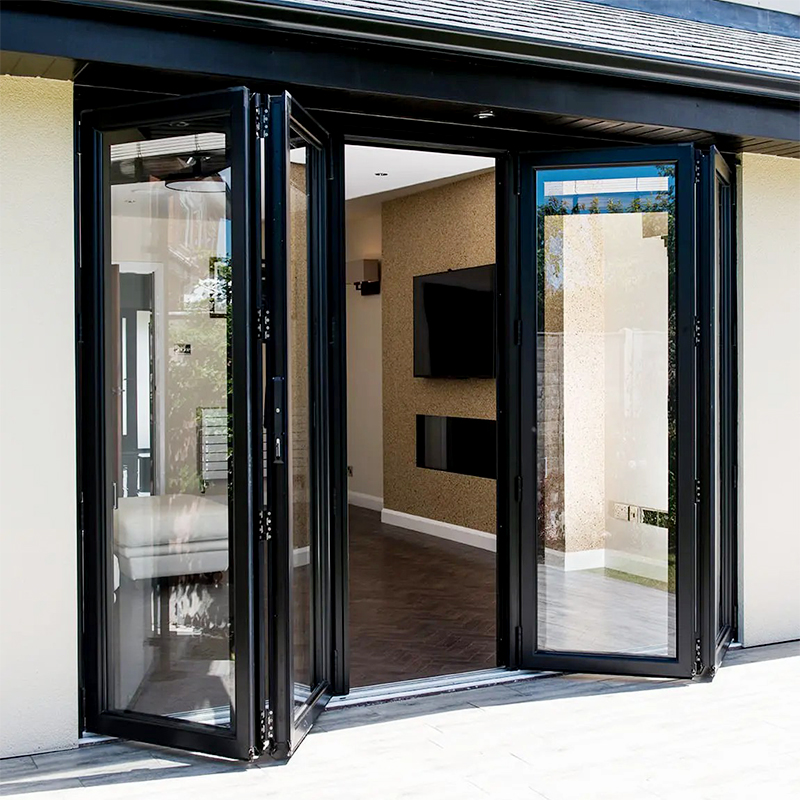 Modern Waterproof Bi Fold Doors Villa Exterior Aluminum Foldable Door Partition Accordion Glass Folding Patio System
