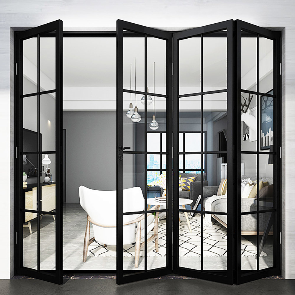 Modern Aluminum Alloy Bi-Fold Patio Doors Thermal Break Double Glazed Low-E Glass Energy Efficient Screen Customized