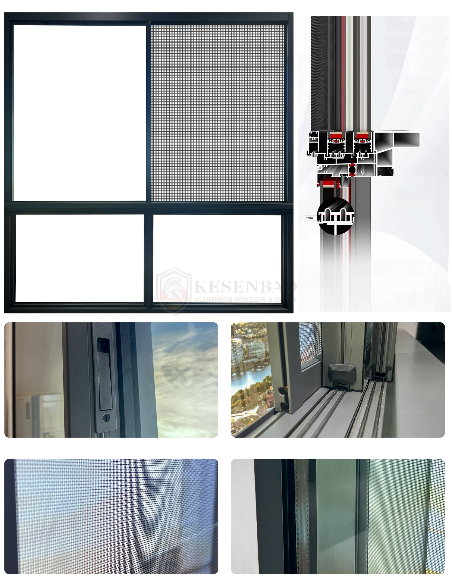 130# Slim Frame Three Tracks Sliding Window