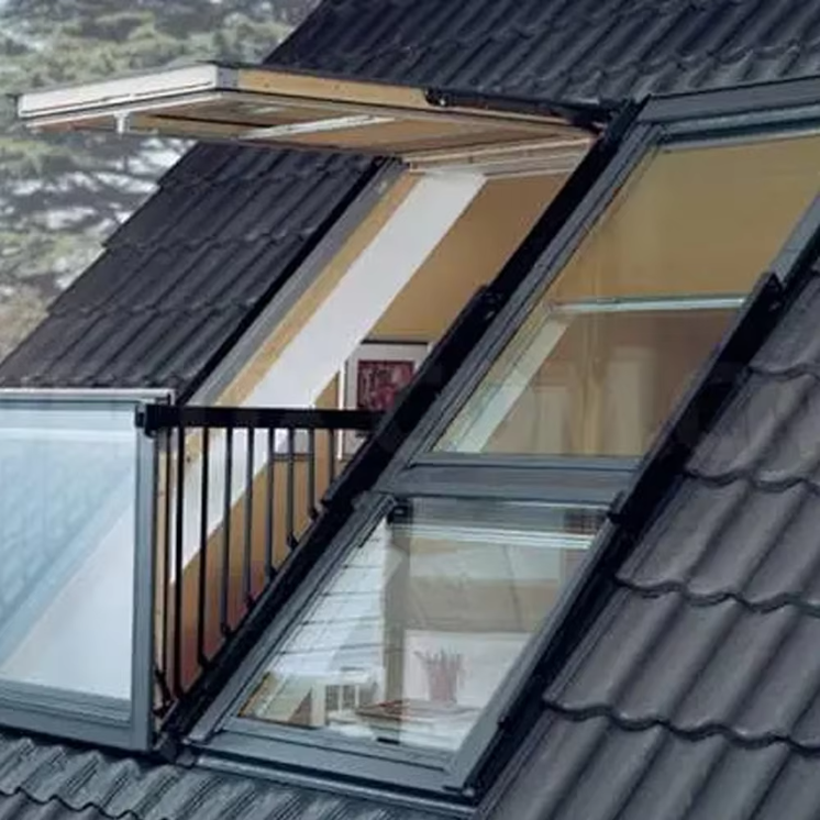 Automatic Vertical Opening Thermal Break Aluminum Alloy Sloped Roof Waterproof Laminated Glass Louver Roof Window Graphic Design