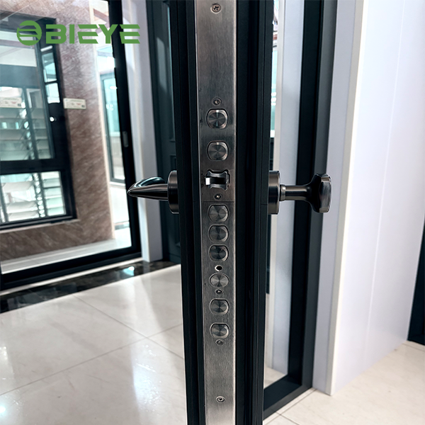 Modern Style Frameless Aluminum Glass Exterior Swing Bathroom Entry Door with Thermal Insulation for Hotel Use