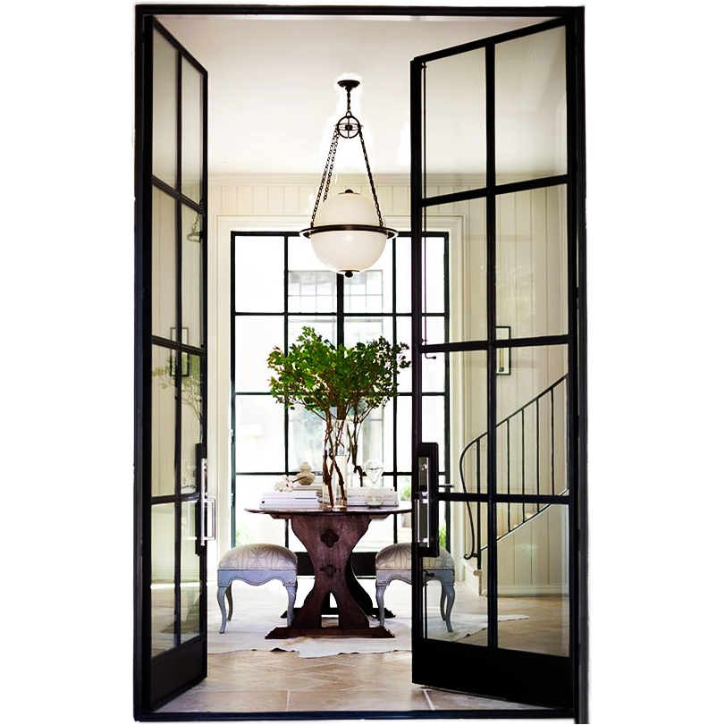 Energy Efficient Aluminum Alloy Decorative French Door Interior Or Exterior Tempered Glass French Door