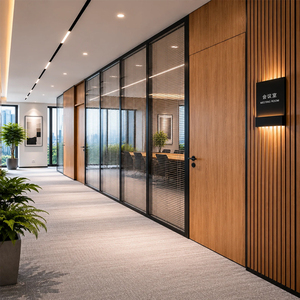 Complete Set Framed Glass Partition Wall with Built Blinds