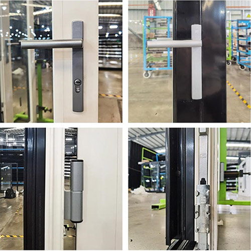 Black Exterior and White Interior Aluminium 10mm Tempered French Glass Casement Door