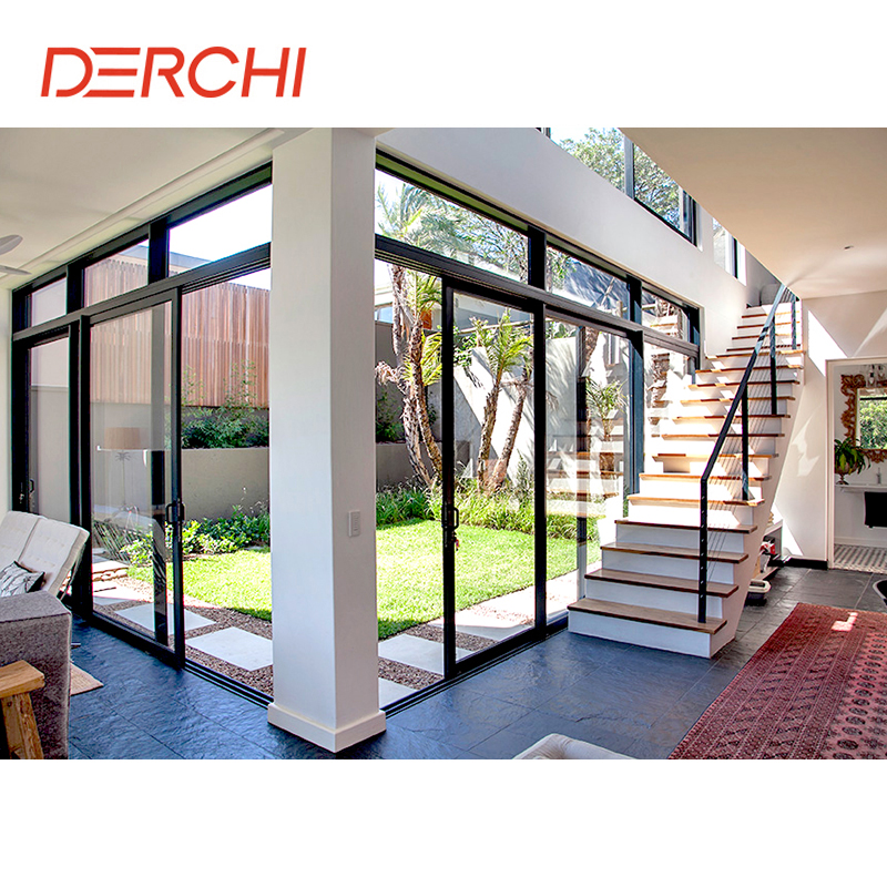 Luxury Heavy Duty Slim Frame Panoramic Large Glass Panel Sliding Glass Aluminium Door for Villa House