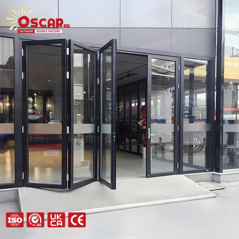 Aluminum Glass Folding Bifold Panel Door Cottage Interior Ideal European Homes and Small Spaces Folding Door