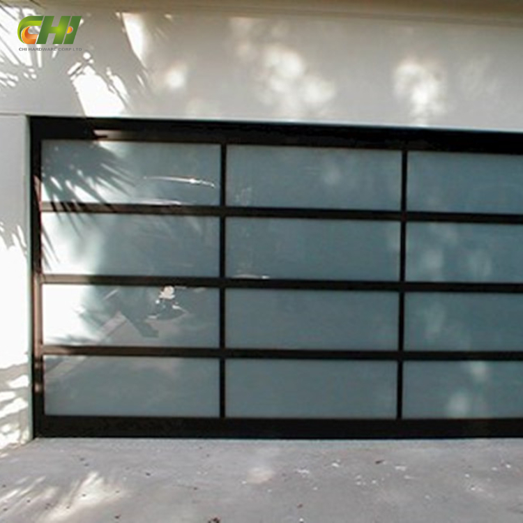 10x10 Full View Aluminum Sectional Glass Garage Door with Double Panels Custom Size for Wholesale
