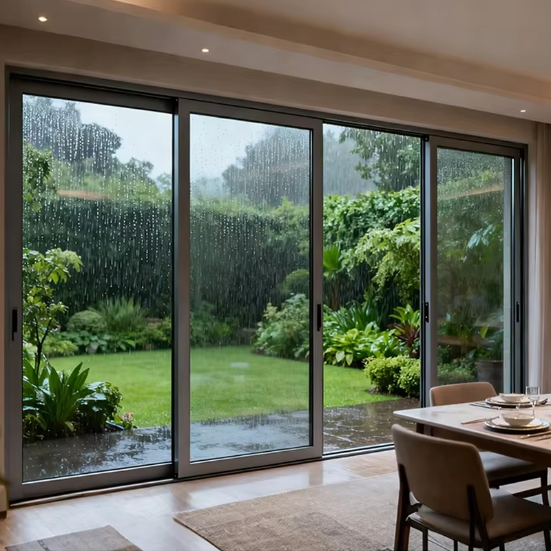 OUNA Aluminum Sliding Door Double Glazed Tempered Glass Balcony Patio Sliding Door Hurricane Impact Sliding Patio Doors