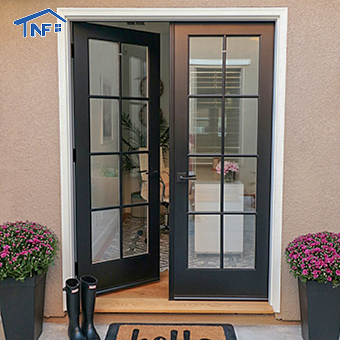 Aluminum Hinged Patio Doors European Standard Double Panels Swing Style Door Modern French Glass Casement Entry Doors