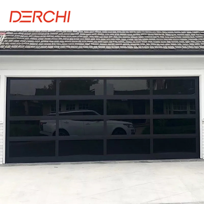 DERCHI Customized Glass Panel Aluminum Frame Insulated Clear Glass USA Garage Doors for Houses