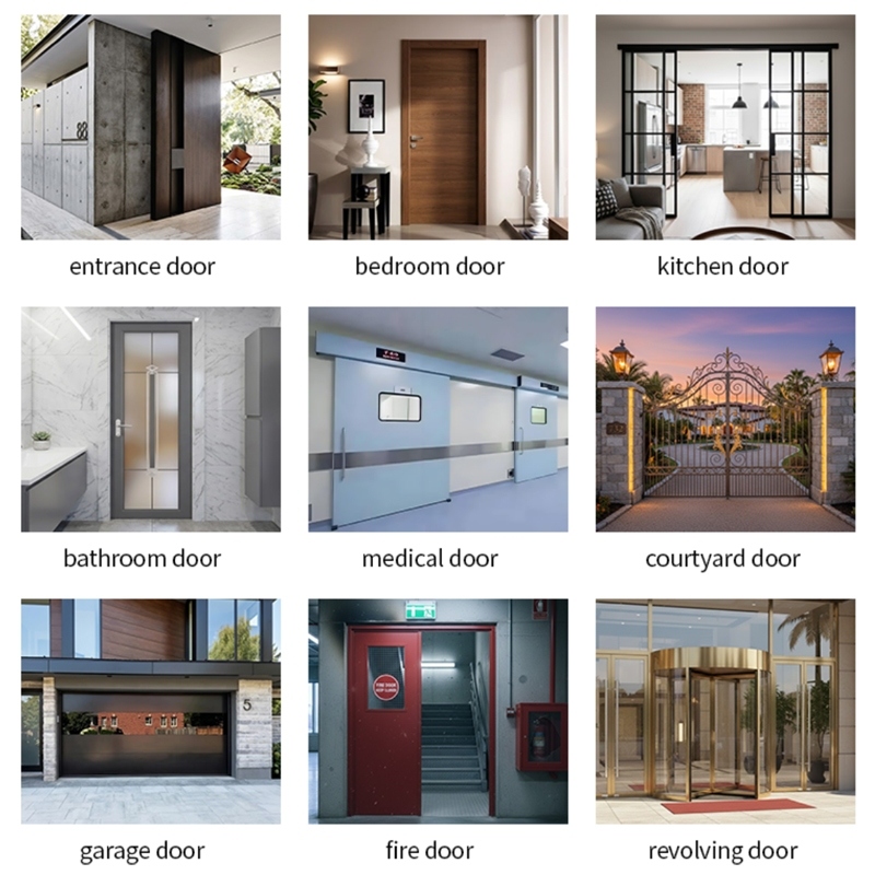 Aluminum Front Entry Door Brown Bronze Textured Modern Double Door with Fingerprint Smart Lock for Villa Entrance