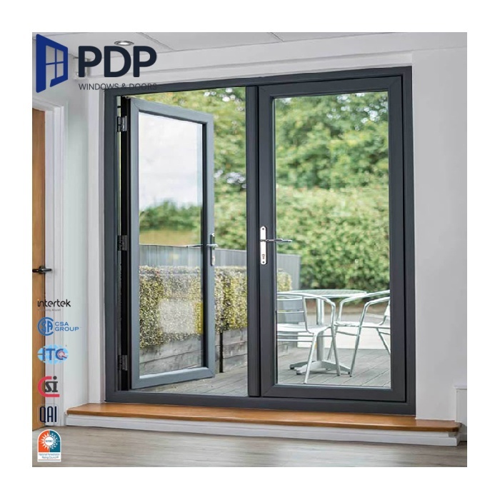 PDP Minimalist Customized High Quality Aluminum Exterior Anti-Theft Security Double Leaf Door