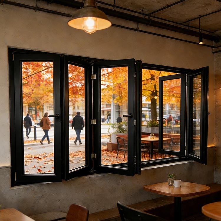 Customized Tempered Glass Heat Insulation Aluminum Frame Balcony Sliding Folding Window