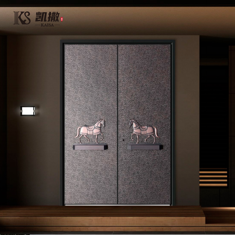 Modern Double Aluminum Door with Concealed Hinges High Security Thermal Break Fire Rated, Anti-Burglar Custom for Luxury Villa