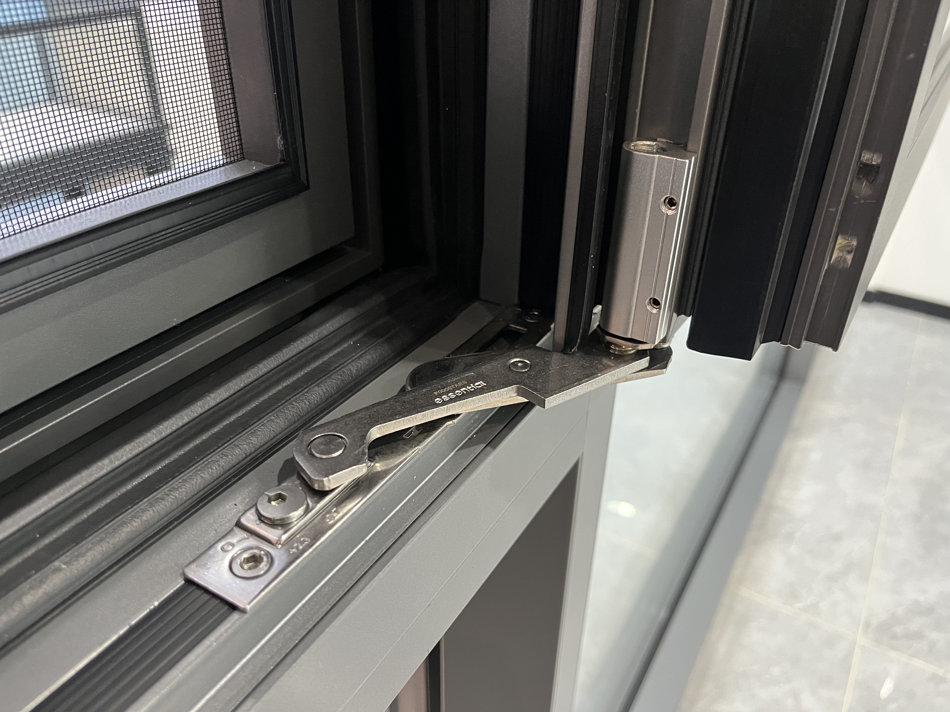 Anthracite Aluminum Double Inward Casement Window with Top Transom and Removable Insect Screen for Modern Homes