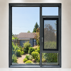 Hihaus Aluminum Profile Double Glazed Tempered Glass Casement Window With Fixed Panel