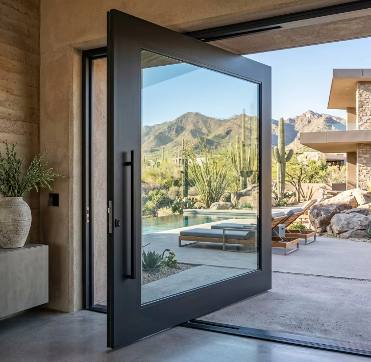 Premium Minimalist Aluminum Pivot Entrance Door Professional Grade Rotating Door for Luxury Living